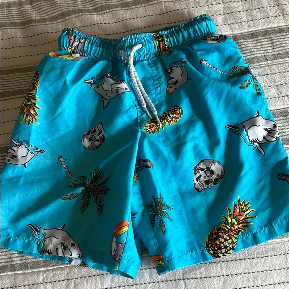 Tropical Skull Print Swim Shorts